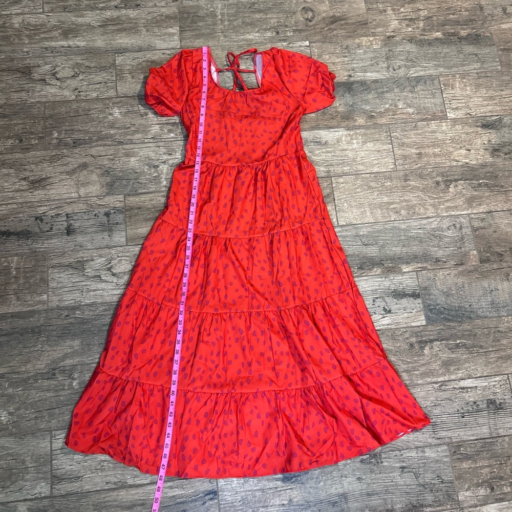 Women’s elegant red chic flowy maxi dress - Picture 7 of 7